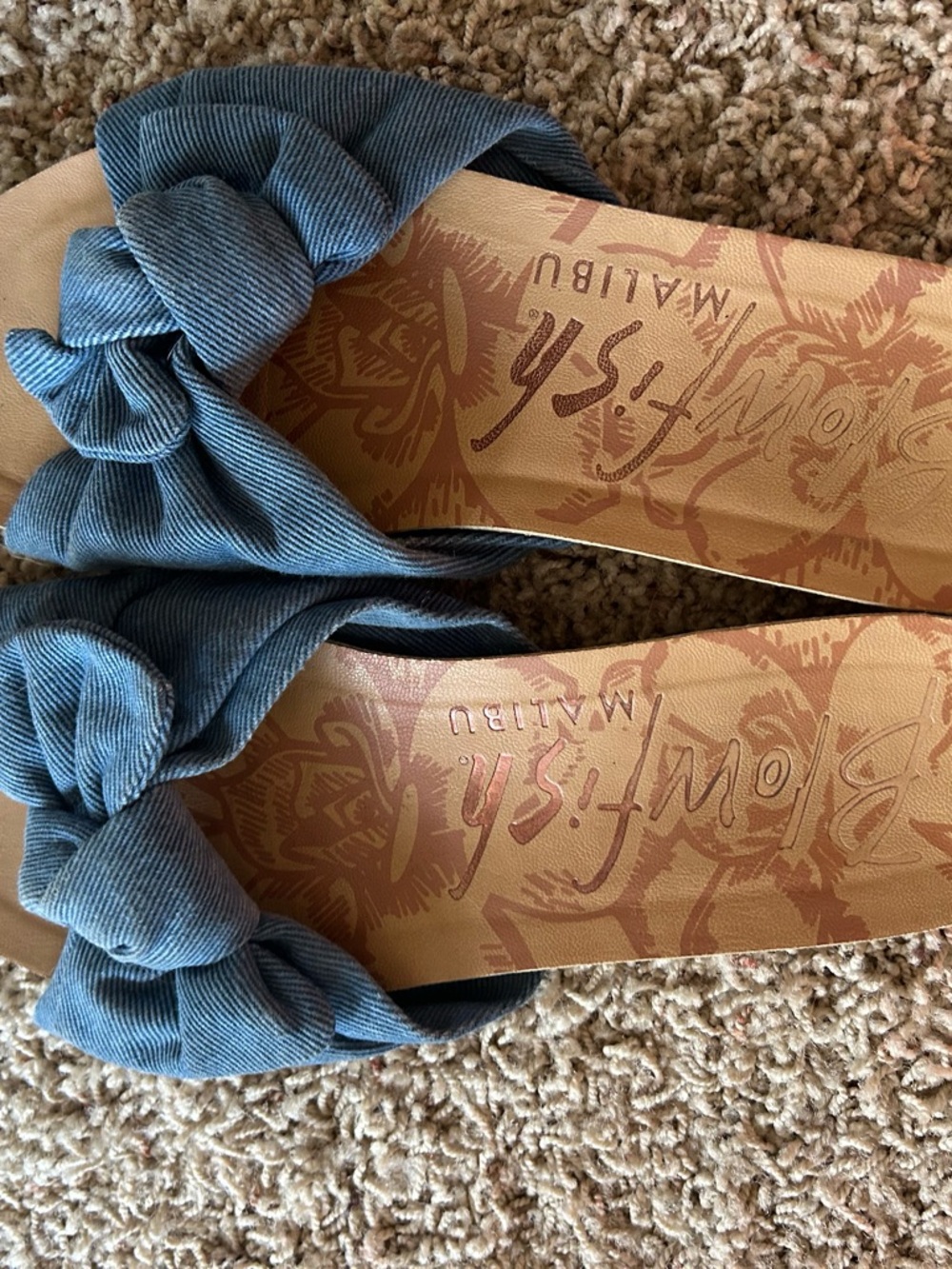 Blowfish Knot-Front Denim Blue Slide Sandals